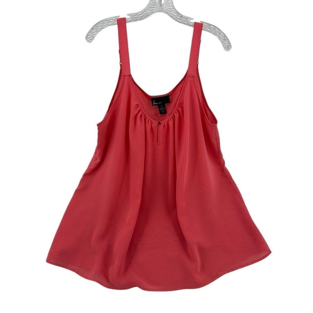 Lane Bryant Coral Pink Pleated Button Detail Tank Top Plus Summer Swim Size 18